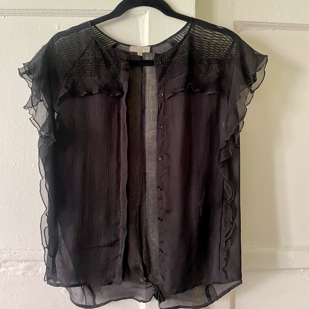 SOLD Women’s Silk Sheer Blouse with Ruffles